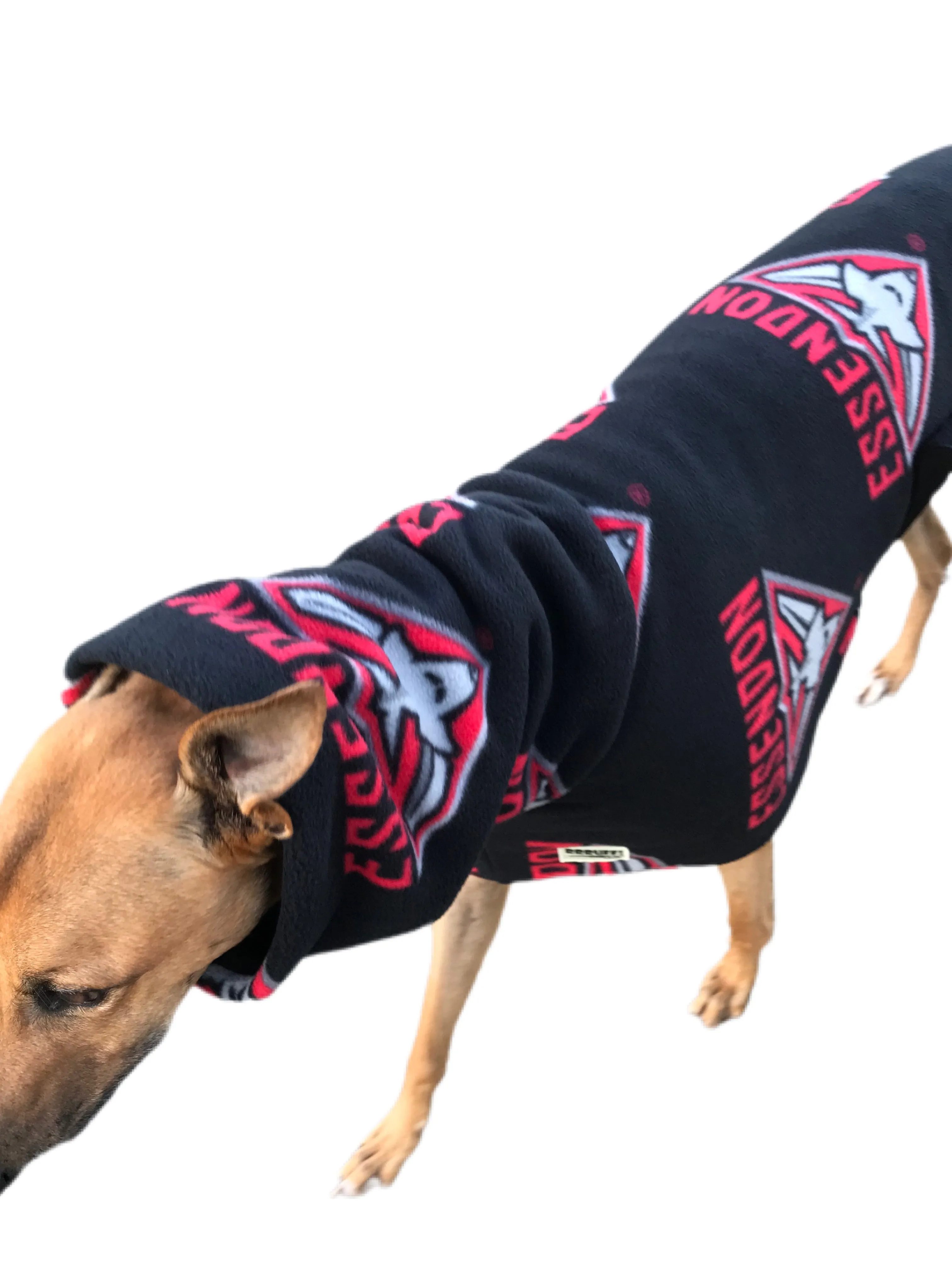 AFL Bombers inspired greyhound coat deluxe style double polar fleece washable