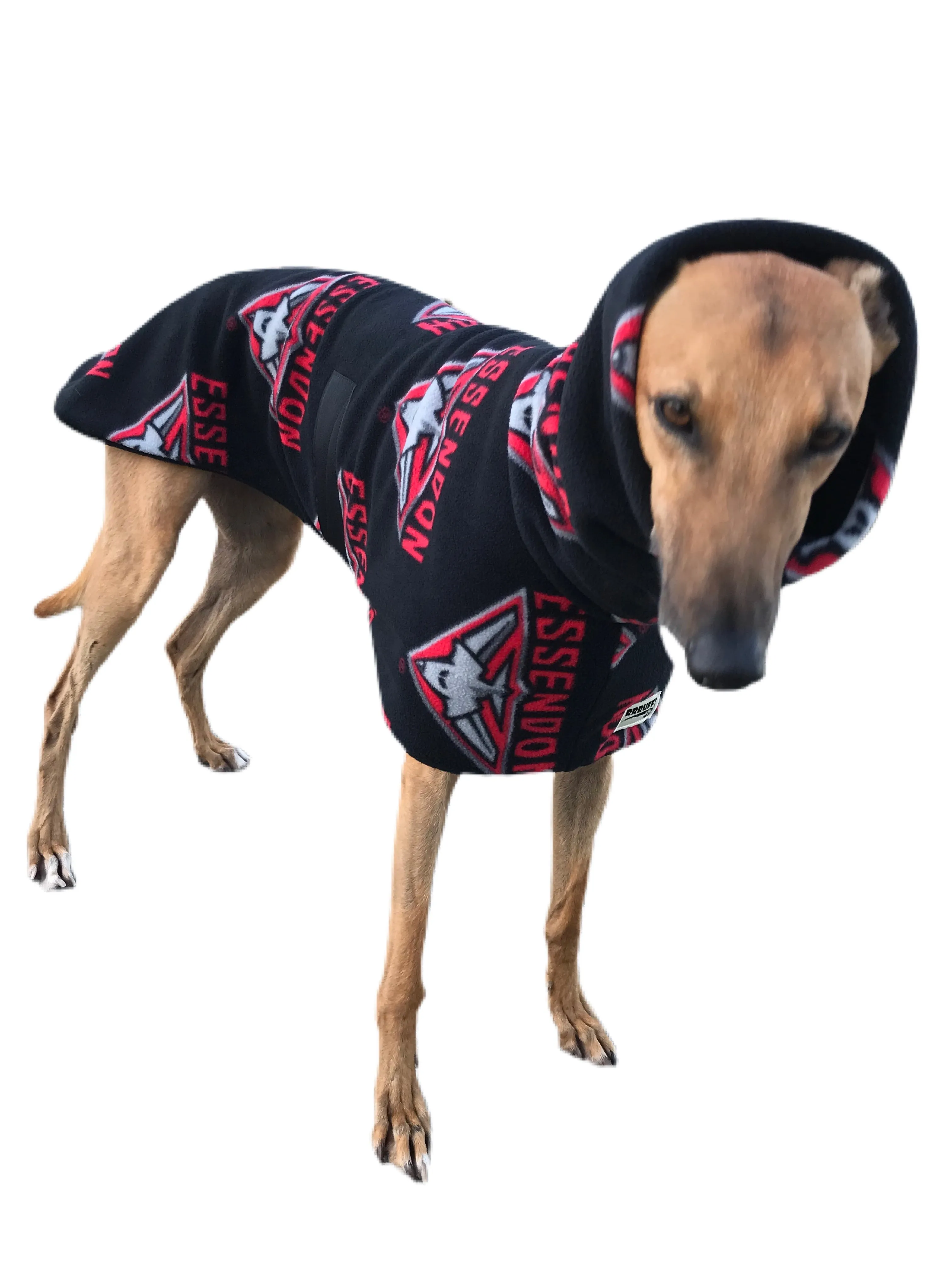 AFL Bombers inspired greyhound coat deluxe style double polar fleece washable