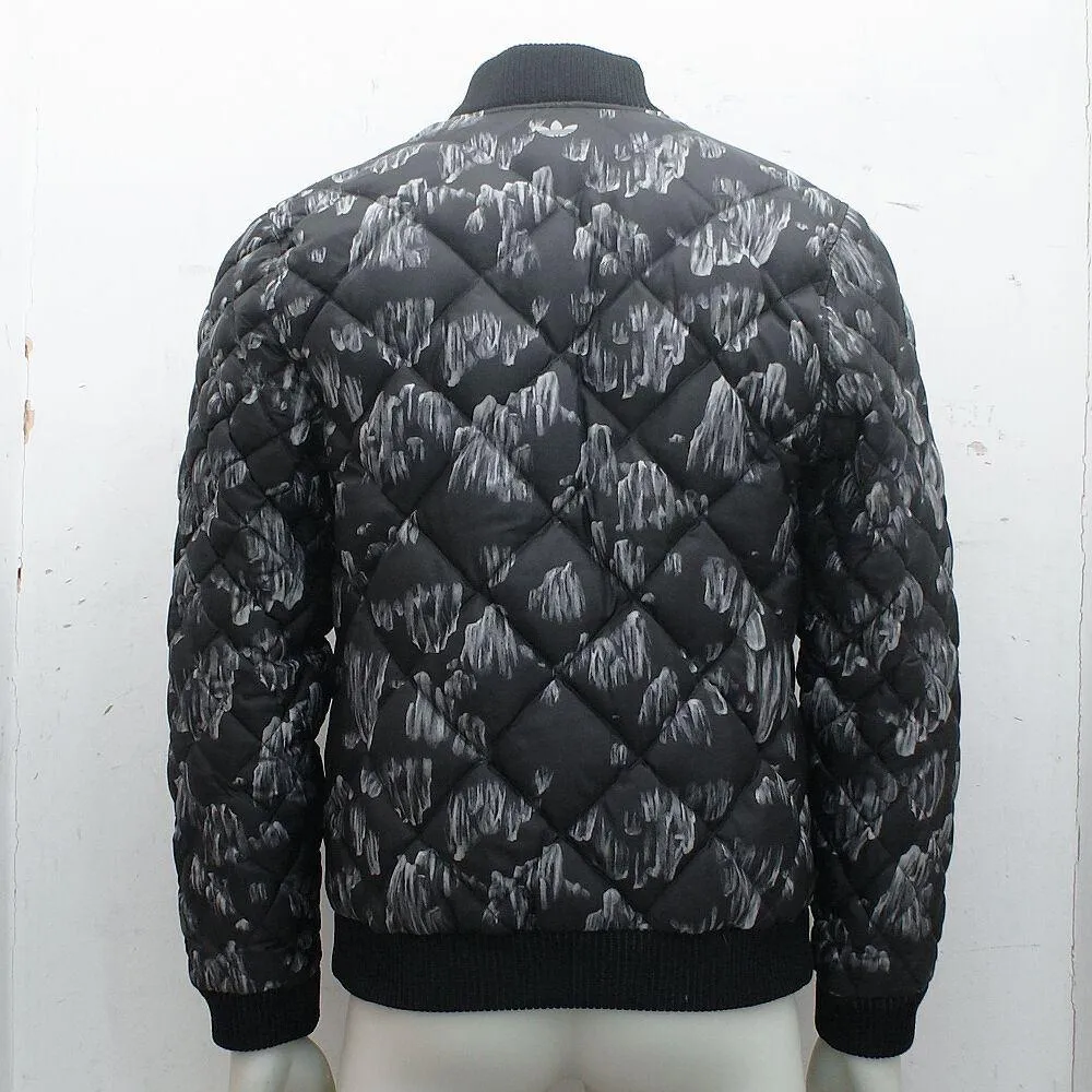 Black Printed Down Bomber Jacket