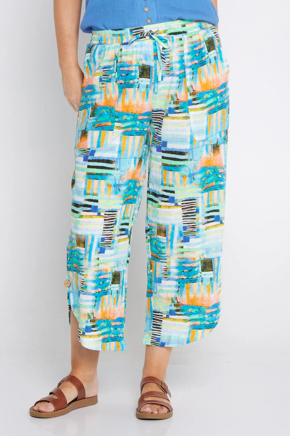 Cartia Pants - Seafoam & Citrus