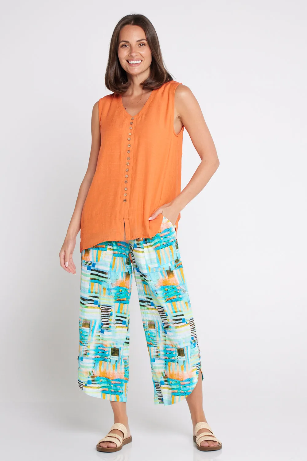 Cartia Pants - Seafoam & Citrus