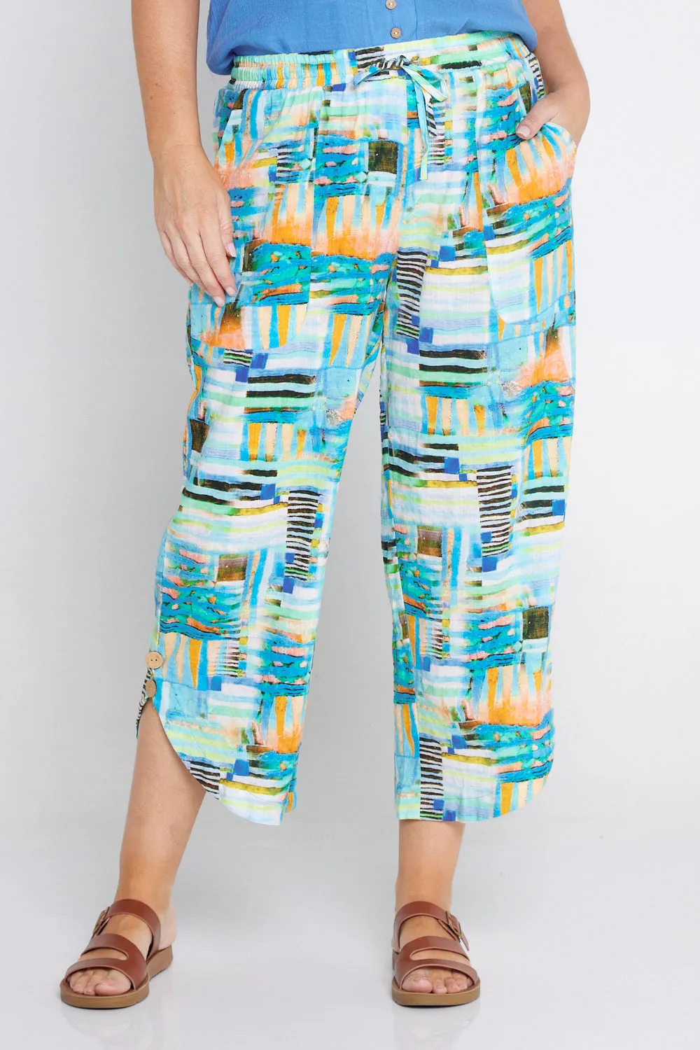 Cartia Pants - Seafoam & Citrus