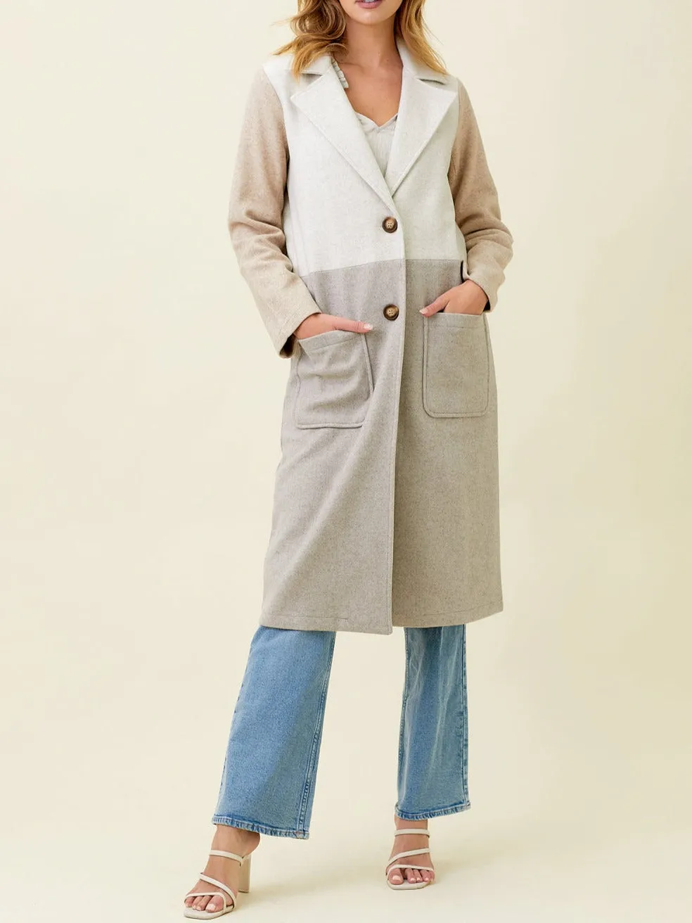 COLOR BLOCK LONG COAT