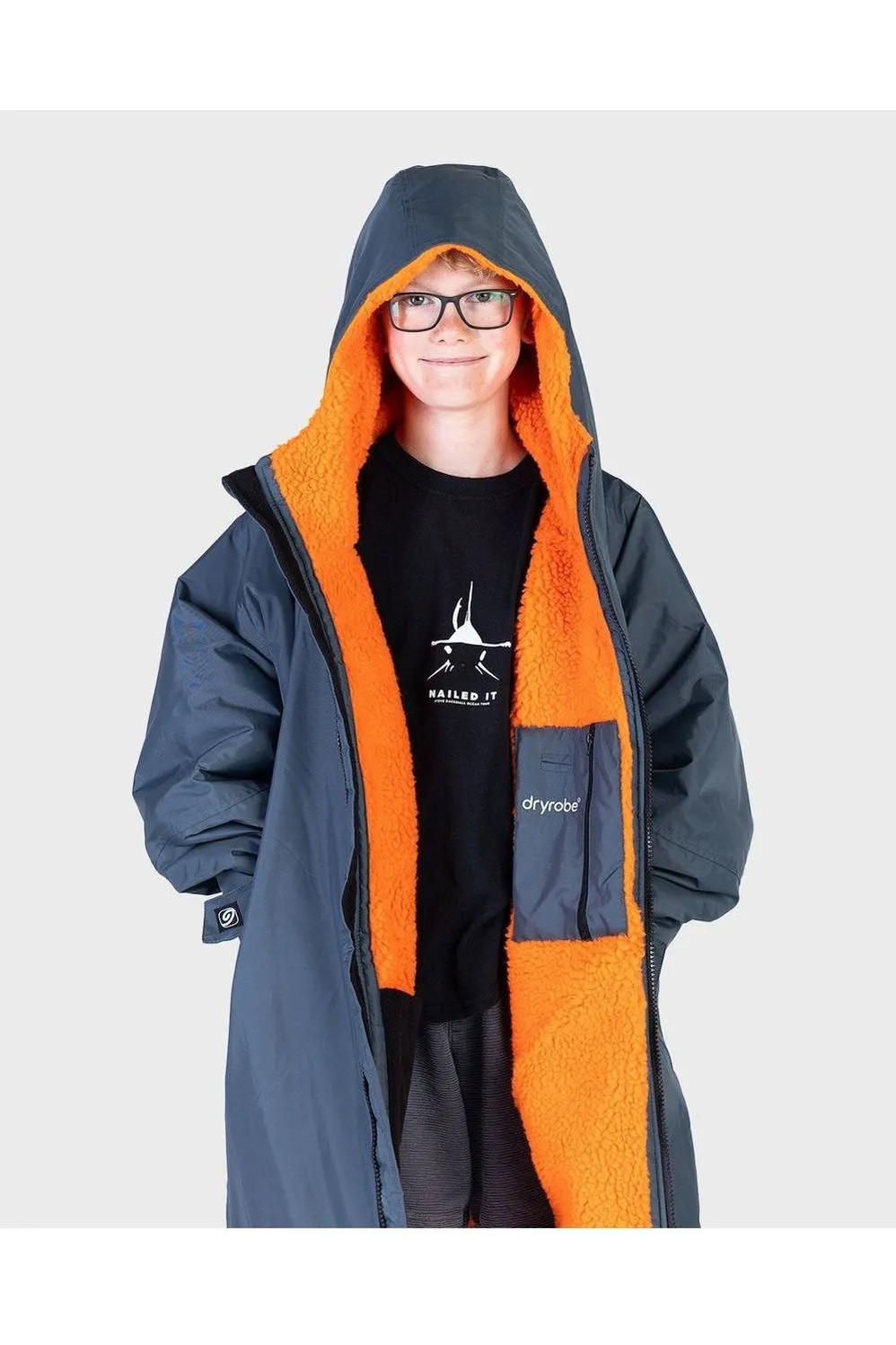 Dryrobe Advance Kids Long Sleeve Dark Grey Orange