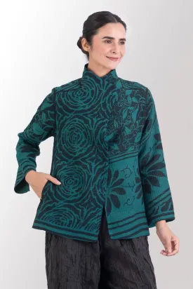 EMERALD GREEN KANTHA SHORT JACKET - eg4007-tel -