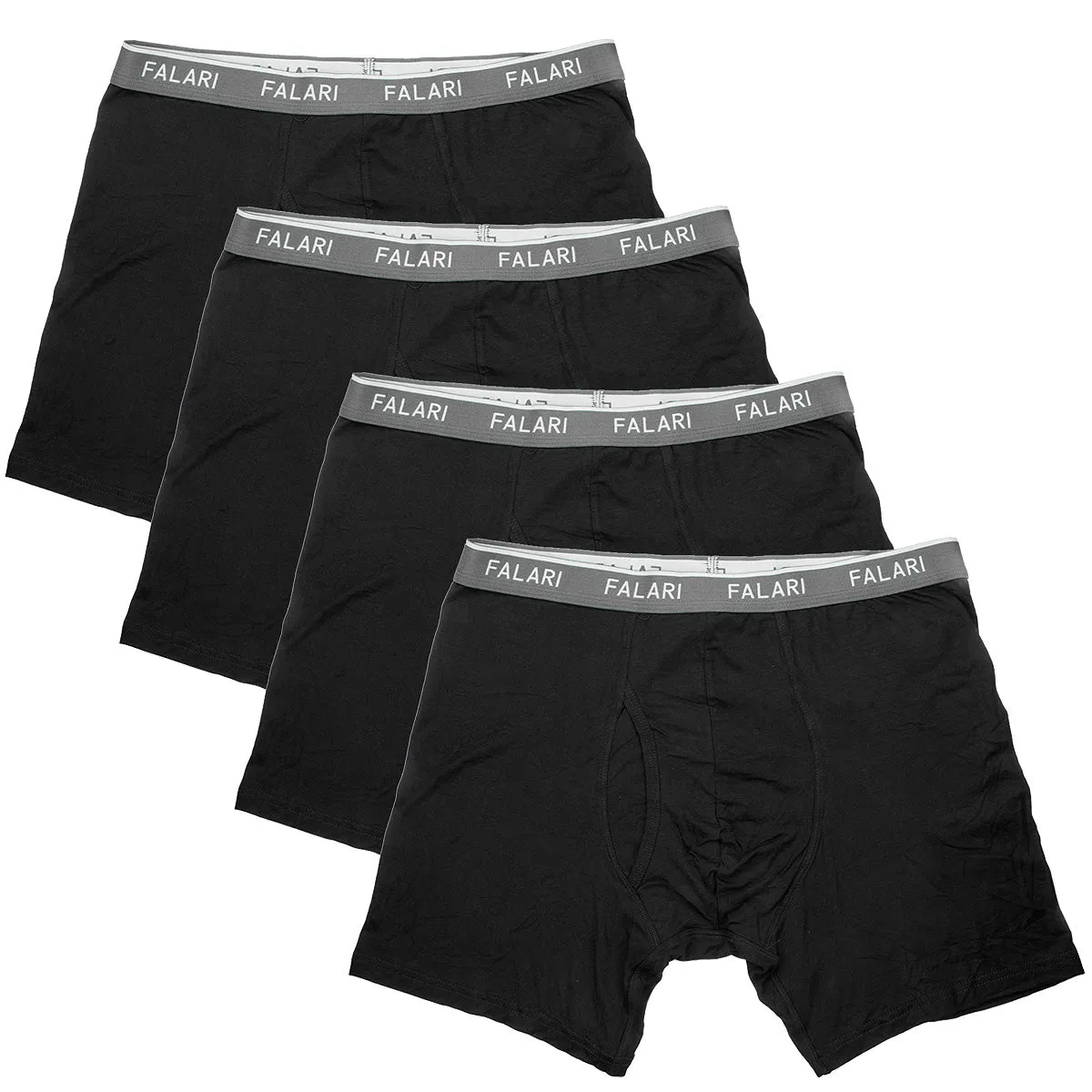 Falari Men's 4-Pack Black Bamboo Rayon Ultra Soft Lightweight Breathable Boxer Briefs Underwear