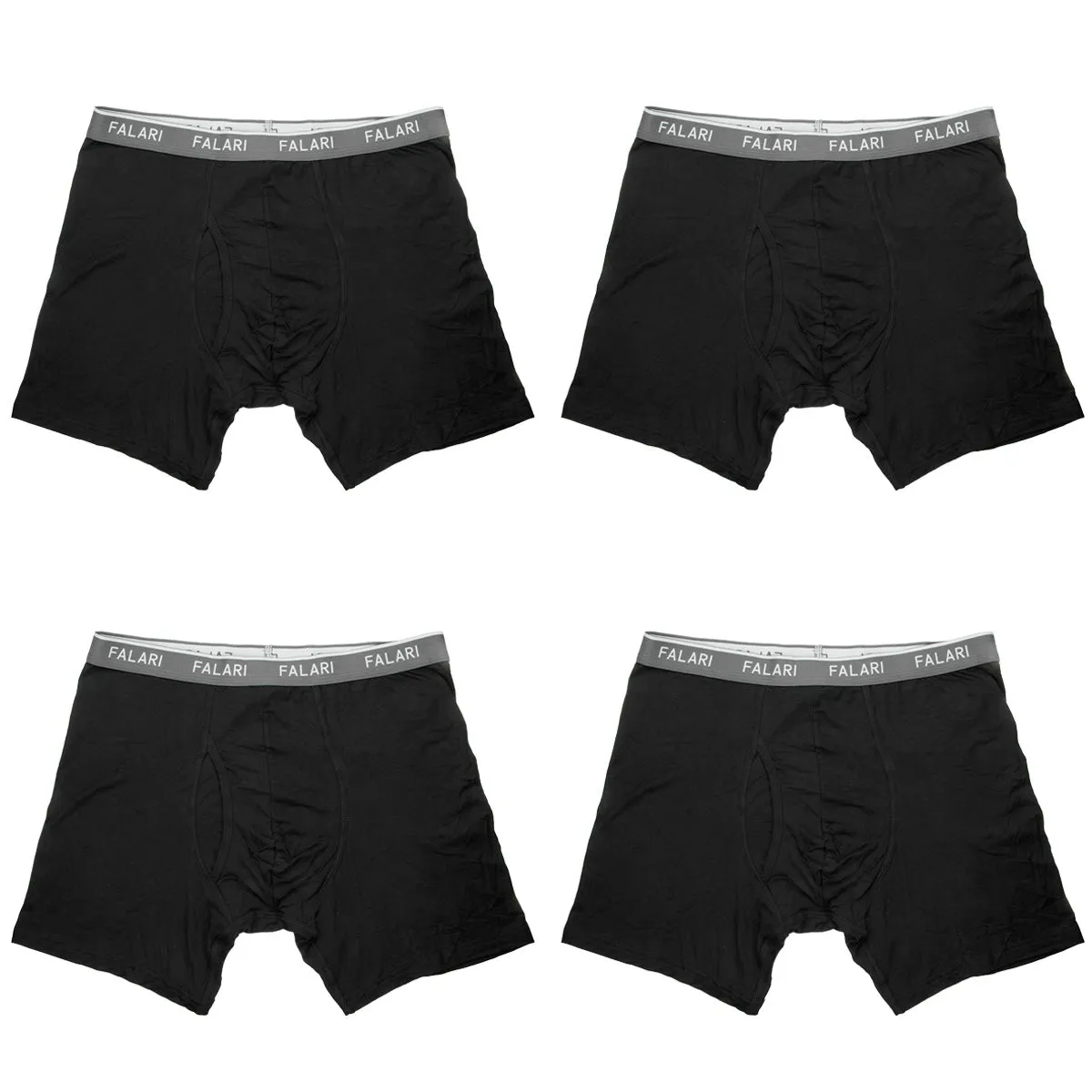 Falari Men's 4-Pack Black Bamboo Rayon Ultra Soft Lightweight Breathable Boxer Briefs Underwear