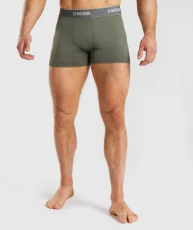 Gymshark Sports Tech Boxers 2Pk - Black/Core Olive