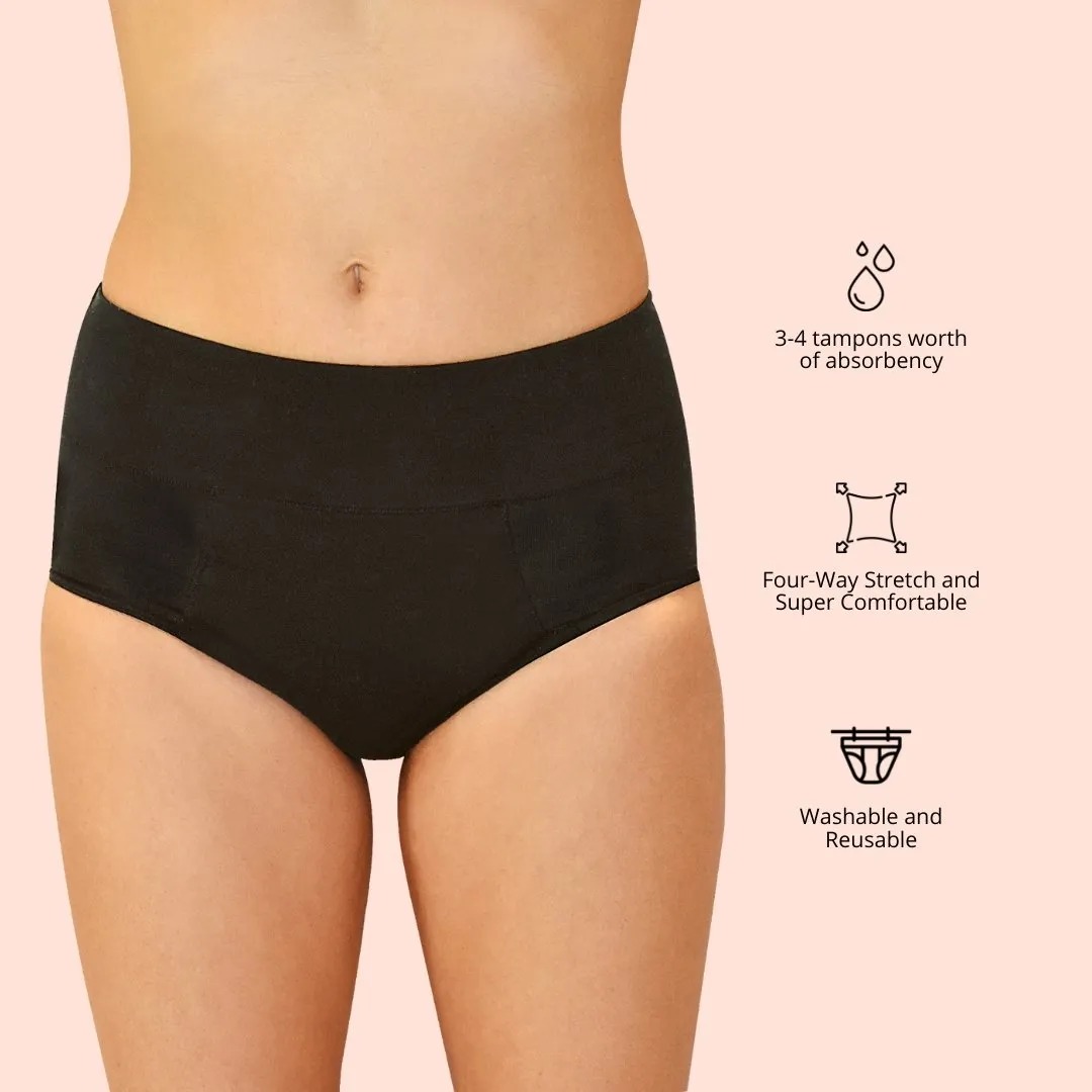 High Cut Reusable Leak Proof Period Panty | Medium to Heavy Flow | Postpartum Period Panty | Incontinence Underwear