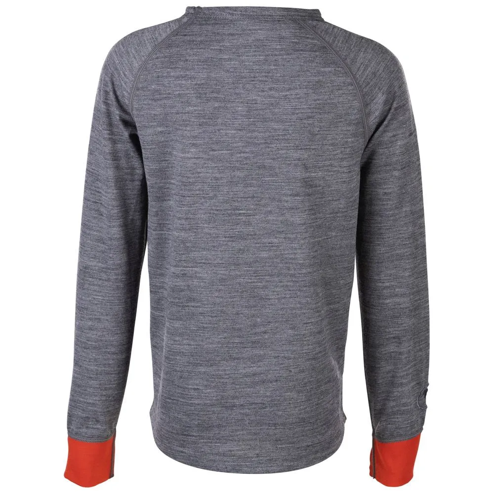 Junior Merino Blend 200 Long Sleeve Crew (Charcoal/Orange)