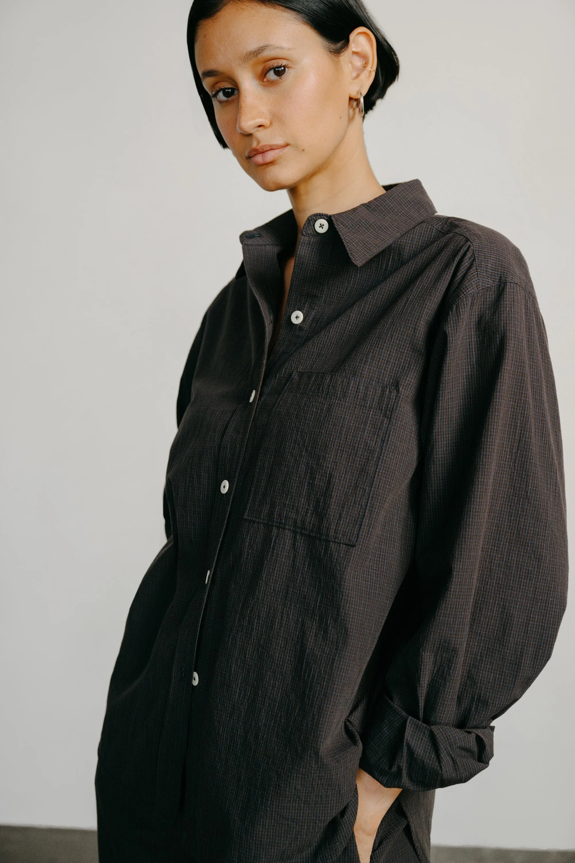 Marcie Shirt, Japanese Organic Cotton, Navy Check