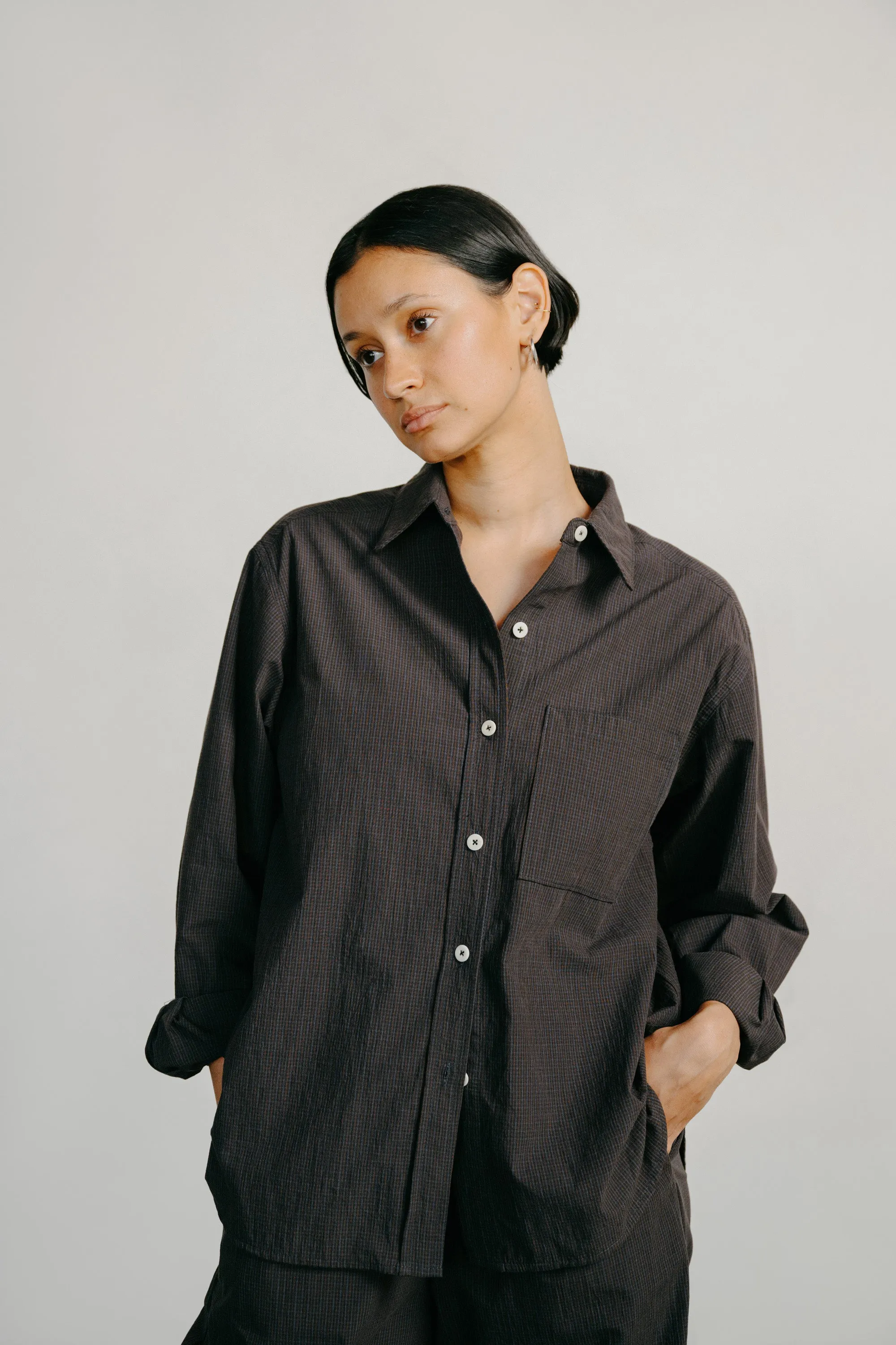 Marcie Shirt, Japanese Organic Cotton, Navy Check