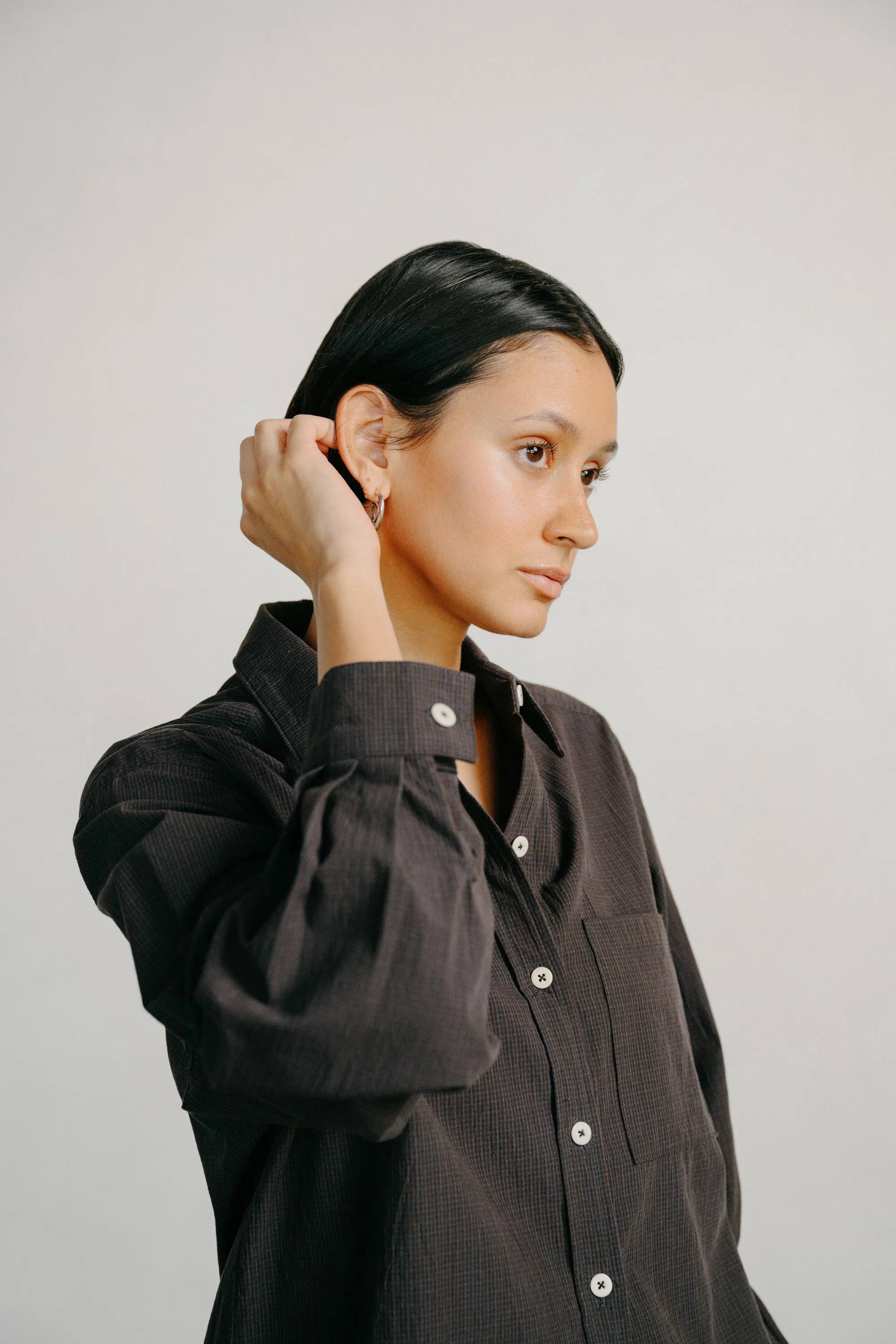 Marcie Shirt, Japanese Organic Cotton, Navy Check