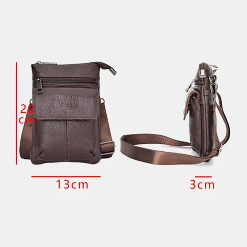 Men Large Capacity Soft Leather Waist Bag Detachable Shoulder Strap Wear-resistant Belt Bag Crossbody Bags Shoulder Bag