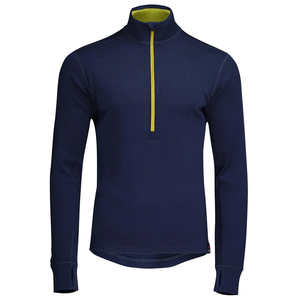 Mens Merino 320 Long Sleeve Half Zip (Navy/Lime)