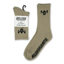 M$M - Khaki Crew Socks (2 Pairs)