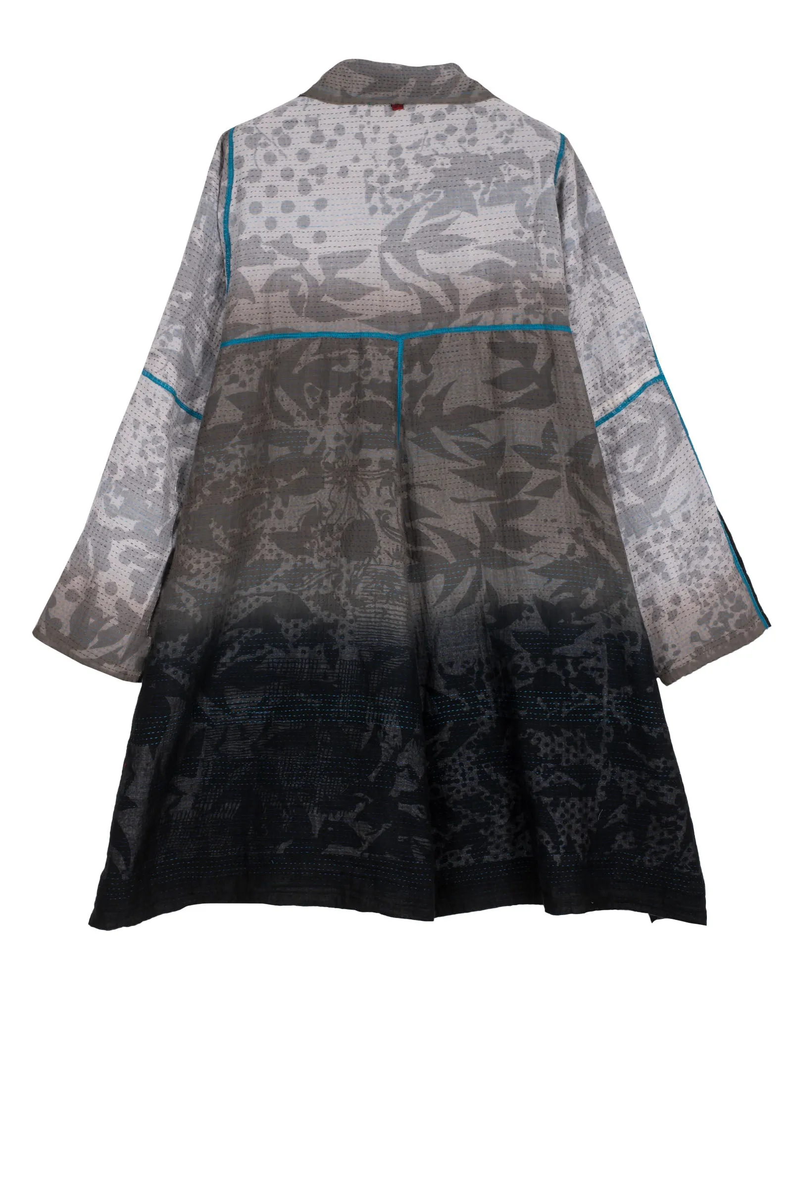 MONOTONE TWILIGHT PRINT KANTHA A-LINE DUSTER