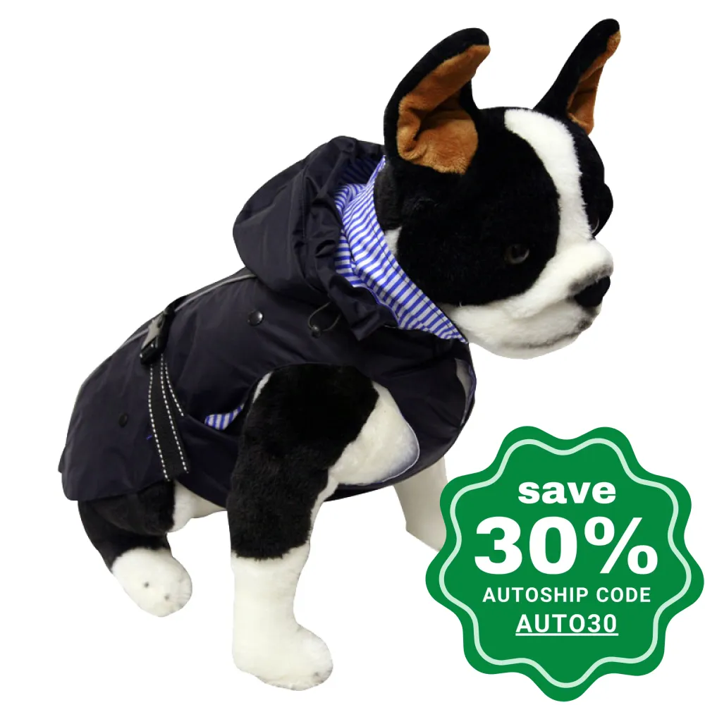 One for Pets - All-Weather Dog Coat with Removable Fleece - Navy - 16"