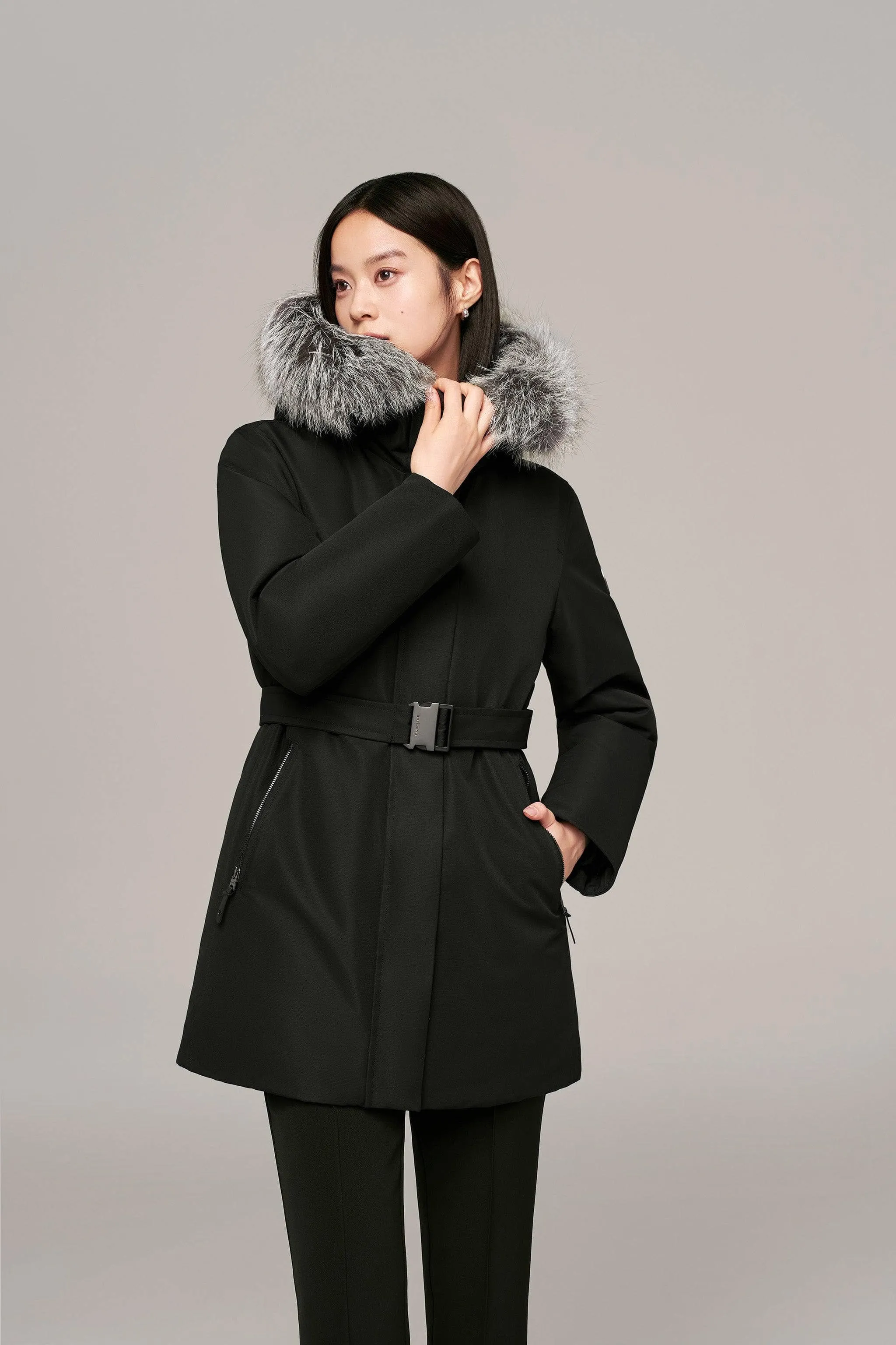 Premium business women’s mid-length goose down coat