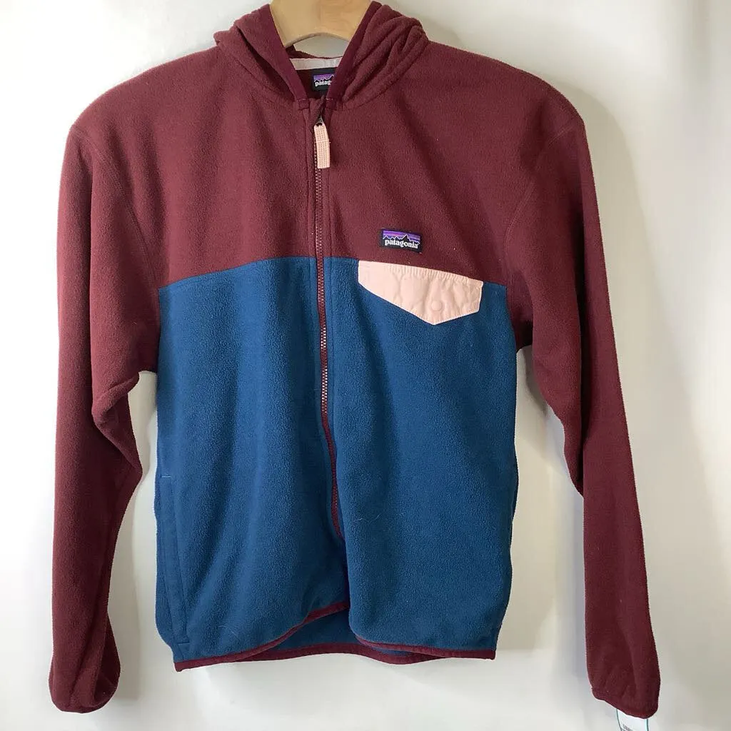 Size 12: Patagonia Maroon/Blue Fleece Zip Up Hoodie