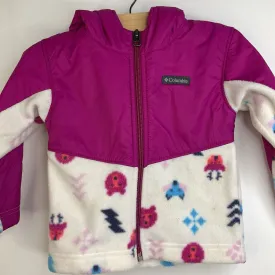 Size 18-24m: Columbia Magenta & White Forest Animals Fleece Hooded Coat