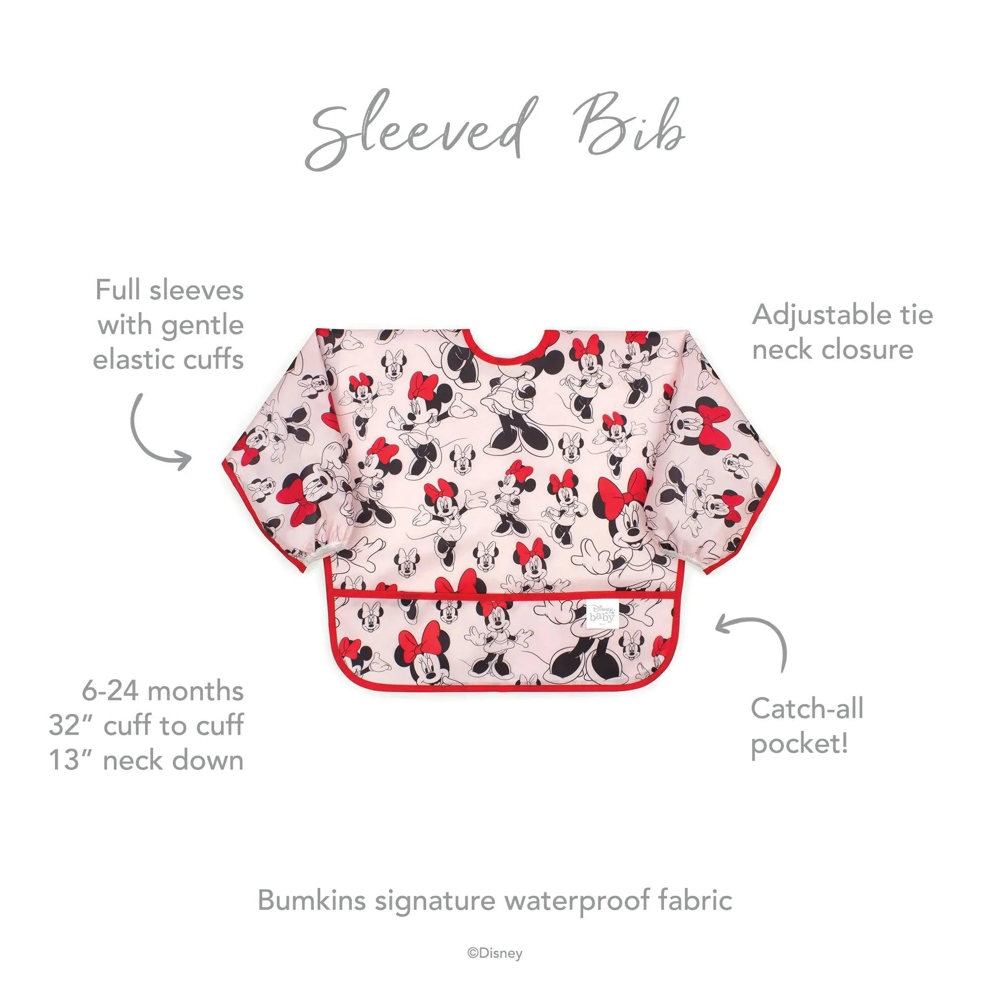 Sleeved Bib: Minnie Mouse