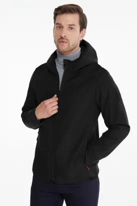 Slim Fit Fleece Apollo Black Hooded Coat