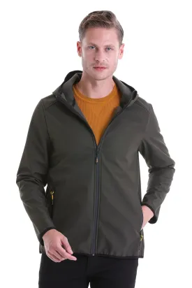 Slim Fit Fleece Apollo Khaki Hooded Coat