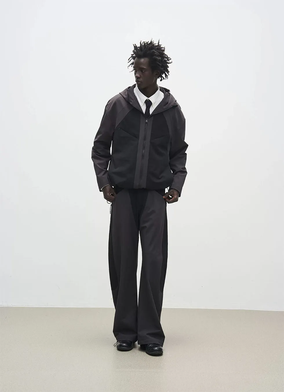 Spliced loose straight soft shell casual pants