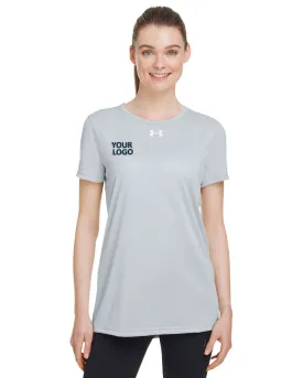 Under Armour Ladies Tech Custom T-Shirts, Mid Grey Light, White