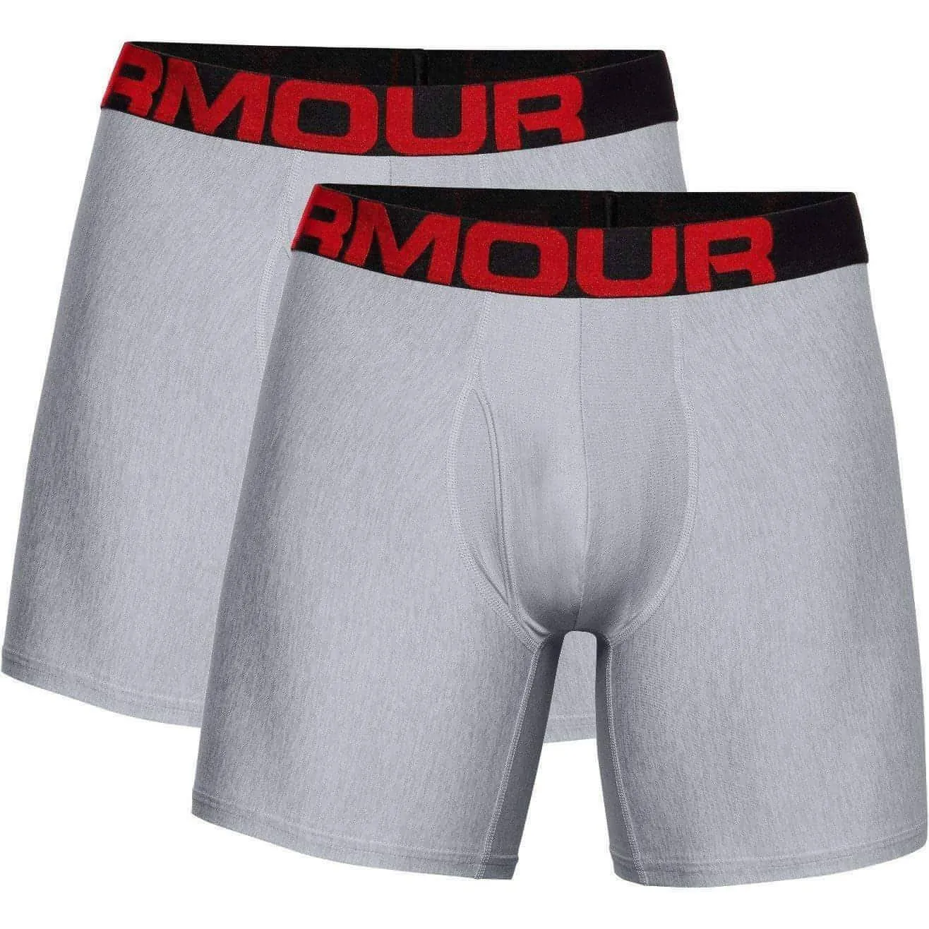 Under Armour Tech 6 Inch (2 Pack) Mens Boxer Jock - Grey