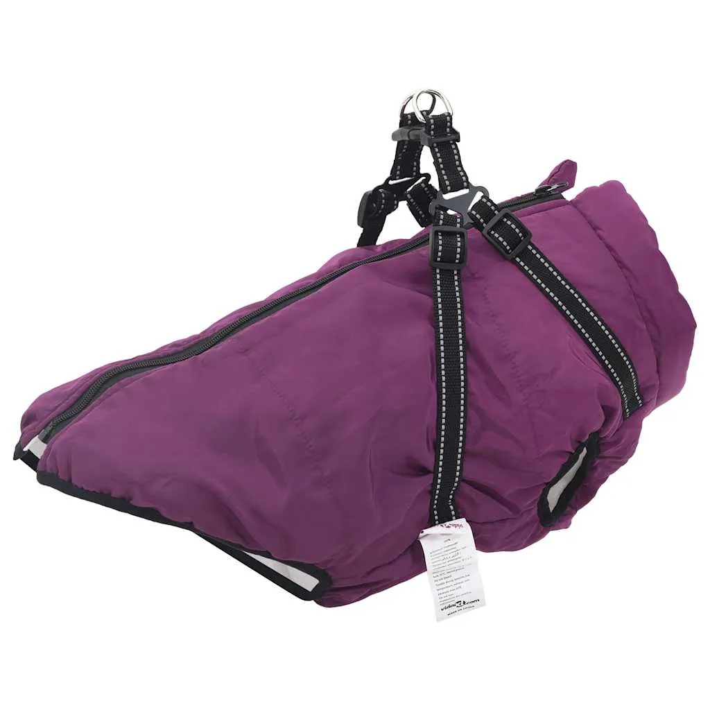 vidaXL Dog Coat with Harness Waterproof Reflective Purple 3XL