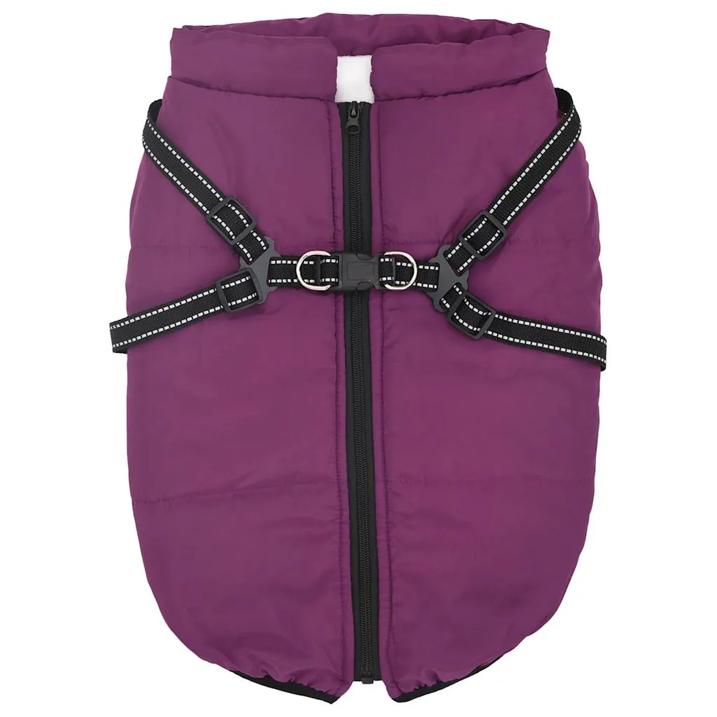 vidaXL Dog Coat with Harness Waterproof Reflective Purple 3XL