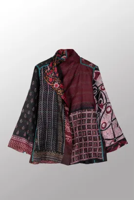 VINTAGE SILK KANTHA SHORT JKT - sv2007-0045l -