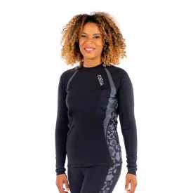 Women Rashguard Black Glitter Cheetah