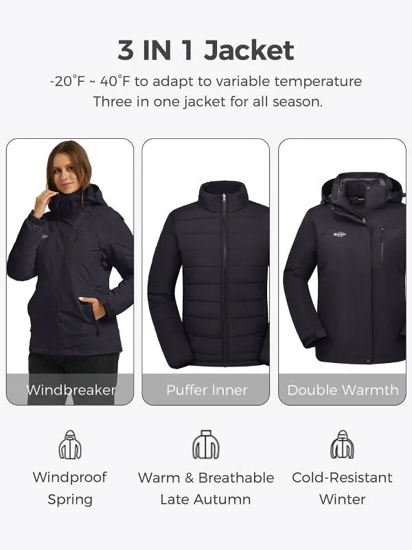 Women's 3-in-1 Ski Jacket Winter Coat C41